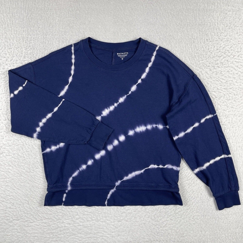 Athleta Sweatshirt Womens XS Blue Sundown 2.0 Tie Dye Pullover Athleisure Top